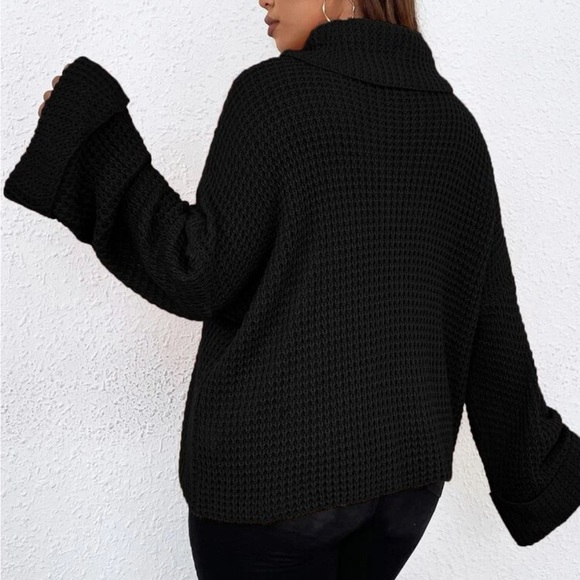 Luxe turtleneck knot sweater top burgundy - Picture 9 of 16